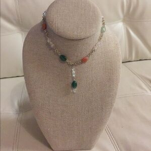 Handmade necklace with gems and Swarovski crystals